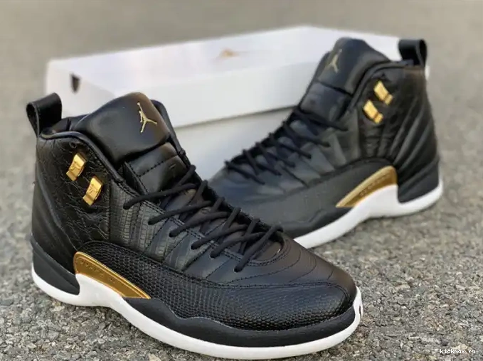 Rep Kickmax Metallic 'Reptile' AO6068-007 Retro Air Jordan Black Gold-White 12 0415